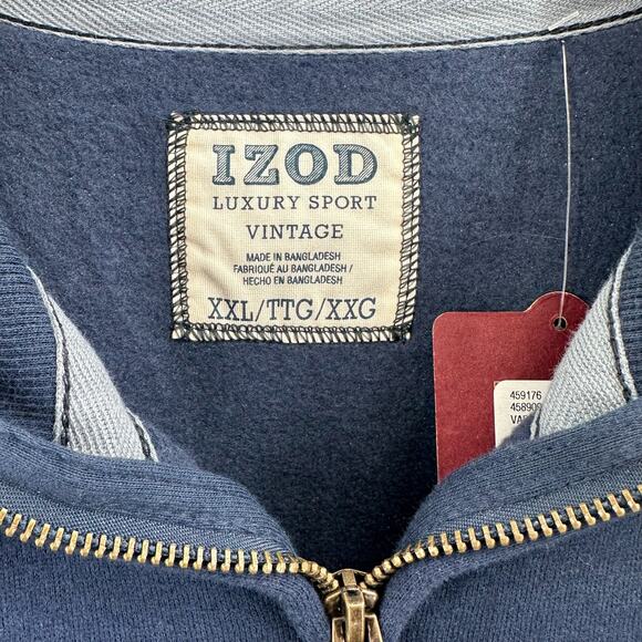 IZOD 1/4 Zip Sweatshirt WMNS XXL Navy Fleece Logo Long Sleeve Winter Outdoor VTG - Picture 5 of 7